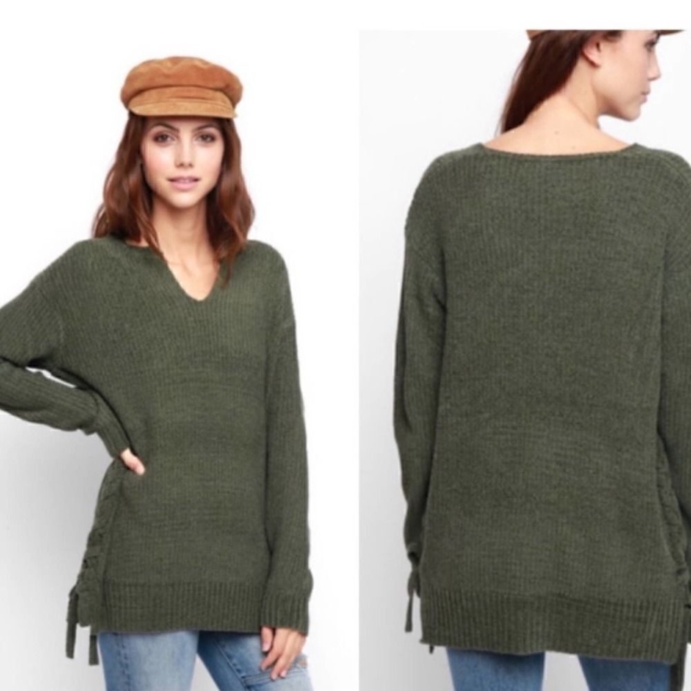 Anthropologie John + Jenn Olive Green Sweater